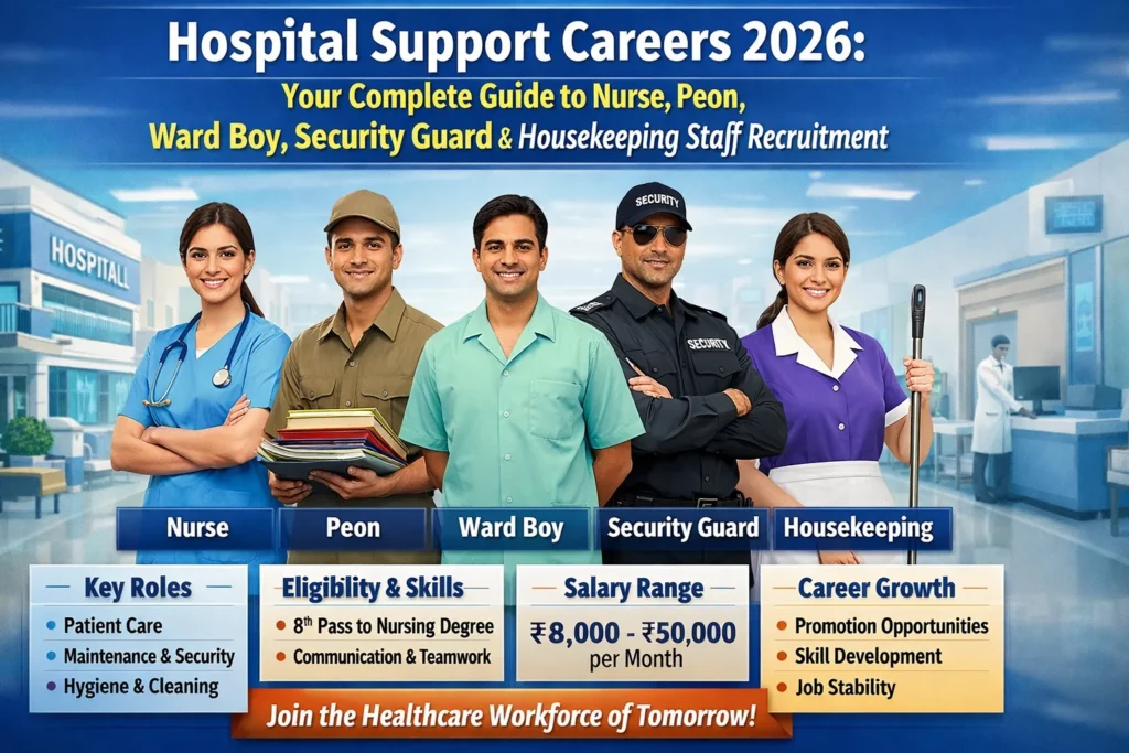 Hospital Support Careers 2026: Your Complete Guide to Nurse, Peon, Ward Boy, Security Guard & Housekeeping Staff Recruitment